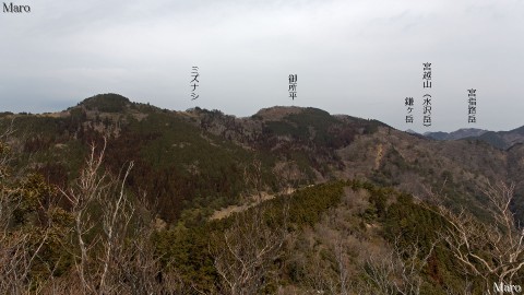 大岩（標高点756m）から御所平、ミズナシ、鎌ヶ岳を望む 鈴鹿山脈 2015年3月