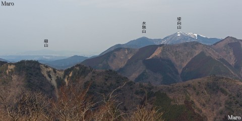 ミズナシ南西の小ピークから綿向山、能登ヶ峰「鹿の楽園」、湖東を望む 2015年3月