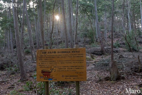 「京都・文化の森（京の景観保全林・神宮寺山）」の案内看板 2015年3月