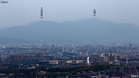 彩都 川合裏川「せせらぎ橋」から建設中のエキスポシティ、太陽の塔を望む 2015年4月