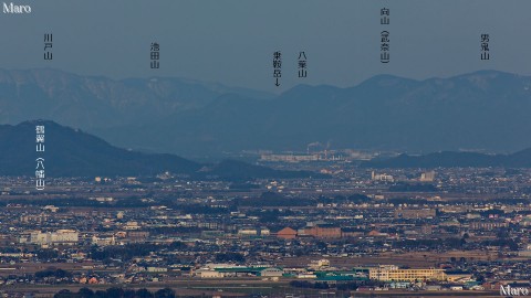 音羽山 鶴の里・池の里コース 琵琶湖展望地から伊吹南端、鈴鹿北西端を遠望