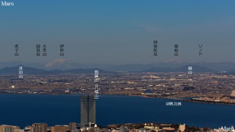 音羽山 鶴の里・池の里コース 琵琶湖展望地から伊吹山、霊仙山を望む 2015年2月
