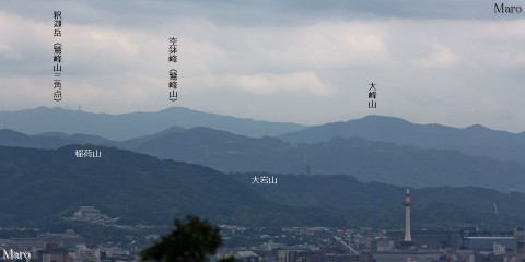 一條・堀河天皇陵から京都タワー、稲荷山、鷲峰山を望む 2015年6月
