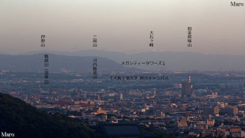 東山三十六峰 瓜生山・茶山の展望地から和泉山脈を遠望する 京都市左京区 2015年7月
