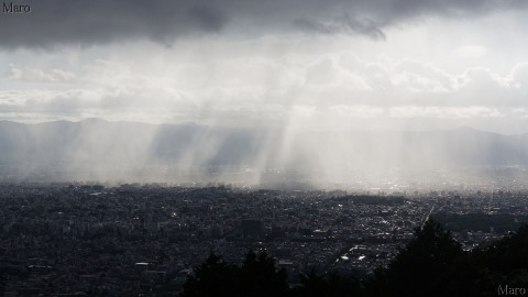 大文字山の山頂からモノクロームな京都の市街地を望む 2015年9月
