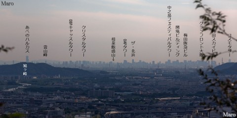 東山山頂公園 将軍塚展望台から京都南部、大阪、和歌山方面の眺望、遠景