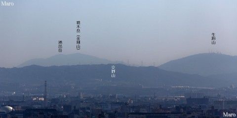 京都・船岡山から金剛山、生駒山、交野山を遠望 京都市北区 2015年10月