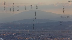 京都の大文字山から伯母子山地、金剛山、大和葛城山、矢田丘陵を遠望 2013年9月