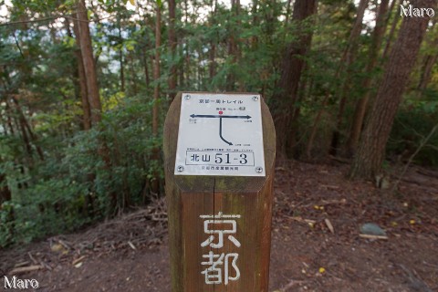 向山の山頂 標高426m 京都一周トレイル道標「北山51-3」 2015年11月
