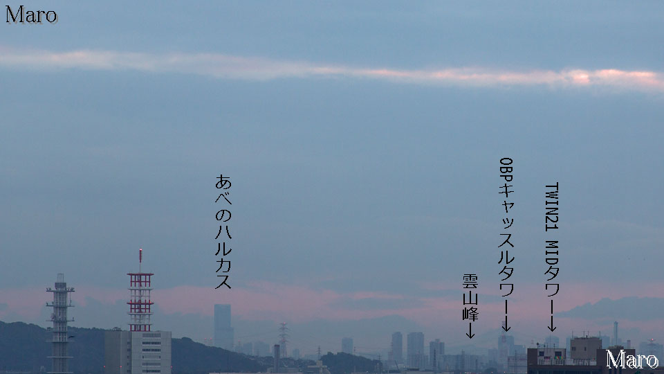 紫雲山 くろ谷（金戒光明寺）から大阪の「あべのハルカス」を遠望 2015年11月