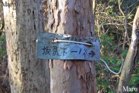 桃山・吉兆山から「坂尻下・一ノ谷→」の道標 2007年2月