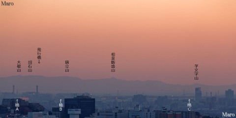 彩都なないろ公園から大阪湾、舞洲の煙突、阪神高速5号湾岸線、中島川橋を遠望