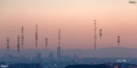 彩都なないろ公園から大阪港、天保山大橋、りんくうゲートタワービル、雲山峰を遠望