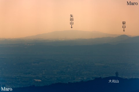 京都東山 大文字山の山頂（三角点）から矢田丘陵を遠望 2015年12月