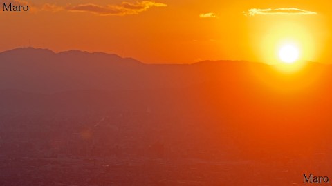 初日の出を京都市の小倉山から望む 山名表示無し 2016年1月1日