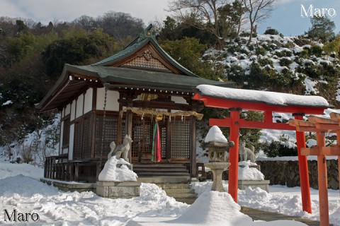 雪の長林稲荷大明神 清涼寺の南 佐和山を背負う 2016年1月