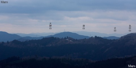 京都北山 天ヶ岳から北摂山系最高峰の深山と雨量観測所を遠望 2016年1月