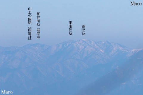 京都市 天ヶ岳から御在所岳のレーダ雨量計と東西の雨乞岳を遠望 2016年2月