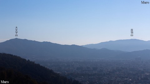 御室成就山の展望地から大文字山と音羽山を望む 2016年2月
