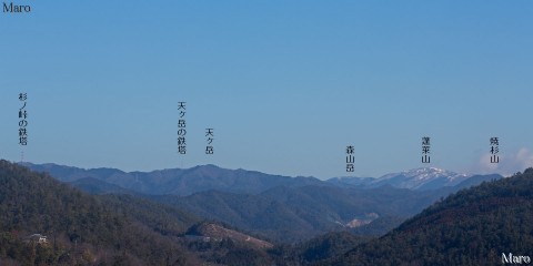 御室成就山から南比良の蓬莱山、京都北山の天ヶ岳を遠望 2016年2月