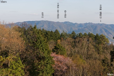 大文字山から千頭岳の向こうに空鉢峰（鷲峰山）を遠望できる 2016年4月