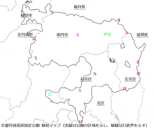 京都丹波高原国定公園 簡易マップ 京都府