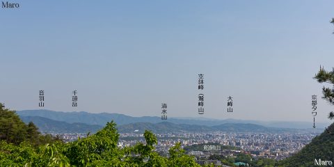西陣杉坂線・釈迦谷山の展望 京都タワー、音羽山、鷲峰山を遠望 2016年4月