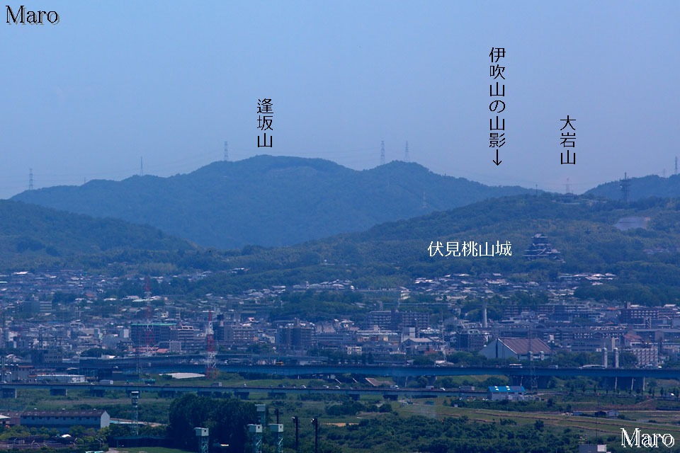 八幡 鳩ヶ峰ハイキング 男山展望台から蓬莱山 京都タワー遠望