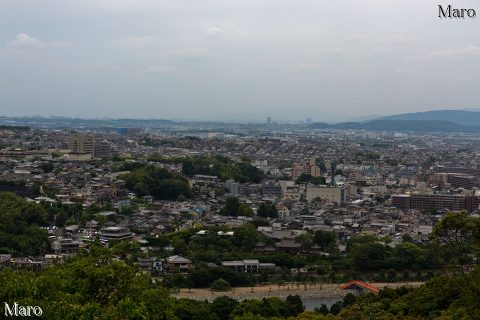 朝日山観音展望台からの眺望 眼下に宇治川の朝霧橋 2016年6月