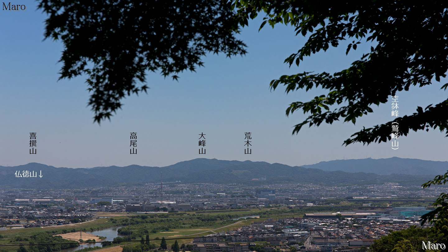 八幡 鳩ヶ峰ハイキング 男山展望台から蓬莱山 京都タワー遠望