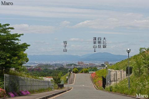 津田サイエンスヒルズからの展望 比叡山、皆子山、蓬莱山を遠望 2016年6月