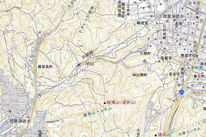 小関越・逢坂山周辺 出典・地理院地図