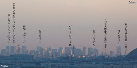 京都東山 豊国廟 太閤坦から大阪の高層ビル群、コスモタワーを遠望 2016年8月