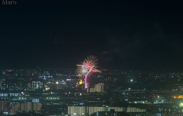 枚方のサプライズ花火大会と夜景を箕面の彩都なないろ公園から遠望 2016年8月