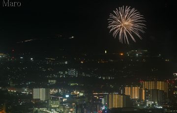 船幸祭 打ち上げ花火を大津の音羽山から遠望 2016年8月