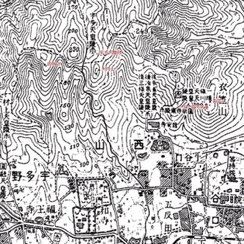 大内山 成就山 御室仁和寺 1931年（昭和6年）部分修正 二万五千分一地形図「京都西北部」