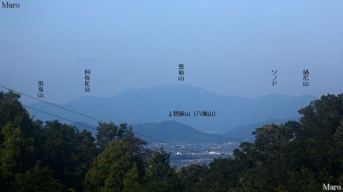 山中越 展望台 鈴鹿山脈の霊仙山や近江八幡の鶴翼山を遠望 大津市 2016年6月