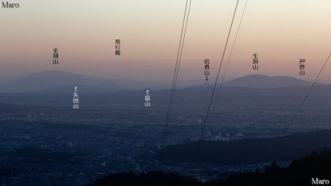 京都の如意ヶ岳から奈良の矢田丘陵、信貴山、生駒山、金剛山を遠望 2016年10月