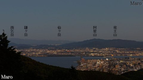 如意ヶ岳の近江大橋展望地 琵琶湖の夕景・夜景 京都市左京区 2016年10月