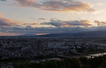 大吉山の夕景 眼下に宇治川と宇治橋 響け！ユーフォニアム放映終了直後 2015年6月