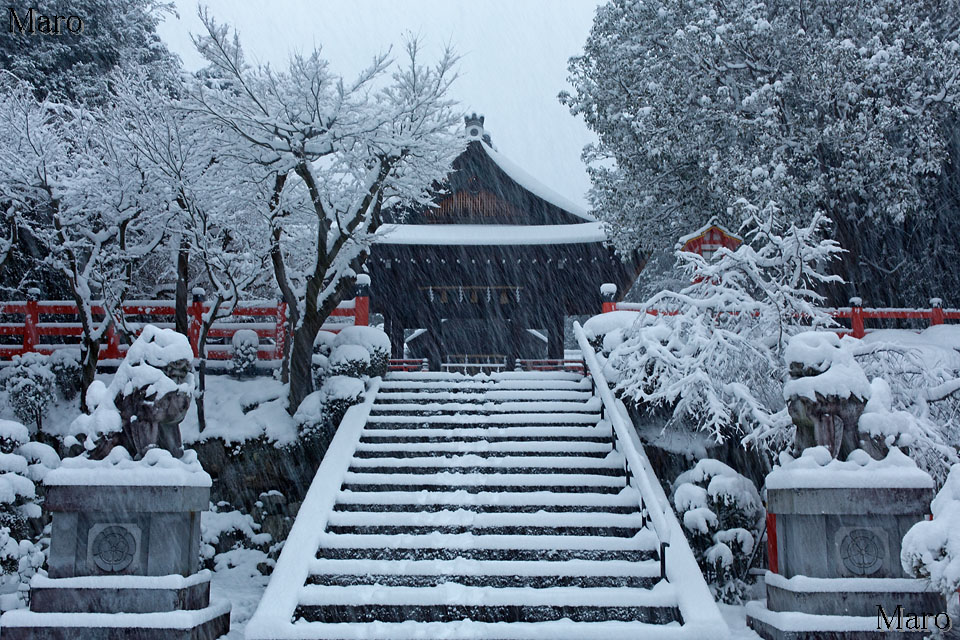 建勲神社と船岡山の積雪状況 大雪の京都 17年1月15日の朝