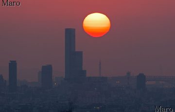 あべのハルカスと夕日 2014年3月