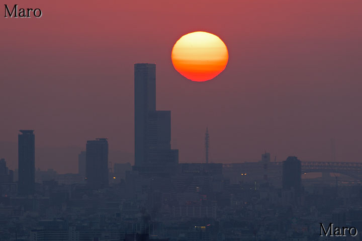 あべのハルカスと夕日 2014年3月