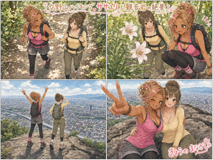 漫画「交野山ハイキング ササユリと観音岩の絶景」編