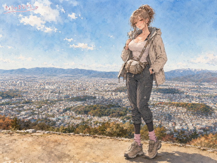 イラスト「大文字山の火床から京都を望む」編