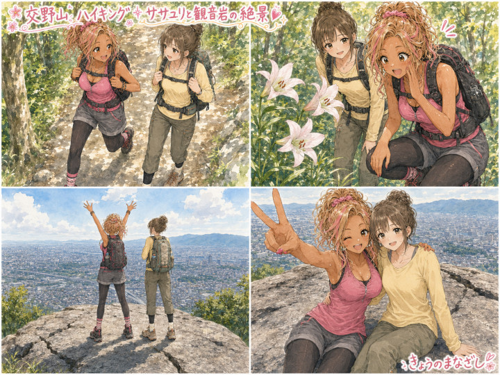 漫画「交野山ハイキング ササユリと観音岩の絶景」編 山ガールに優しいギャルはいた！