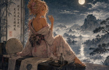 イラスト「夜空に浮かぶ月は、人間にとって最初の時計だった」編
