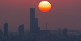 あべのハルカスと夕日 2014年3月