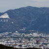 雪で白い「大文字」を小倉山から望む 京都市 嵯峨嵐山 2015年1月