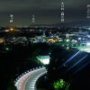 京都市左京区 狐子坂（きつね坂）の夜景 京都西山、紫色の京都タワーを展望 2016年8月